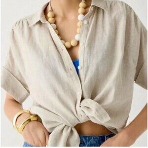 J.Crew Black Label Baird McNutt Tan Irish Linen Shirt Sz XXS Coastal